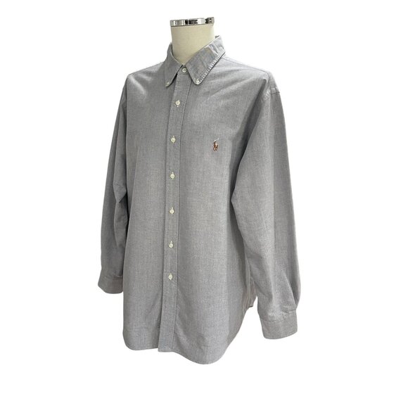 Ralph Lauren Classic Fit Oxford Shirt Gray Long Sleeve Preowned Smart Casual - Picture 6 of 9